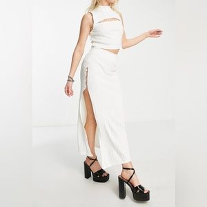 Cream Knit MIDI Skirt Set